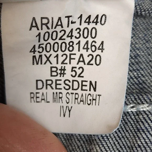 Ariat REAL‎ MR Straight Ivy Dresden Denim Jeans Women's Size 33L Frayed - Picture 12 of 13